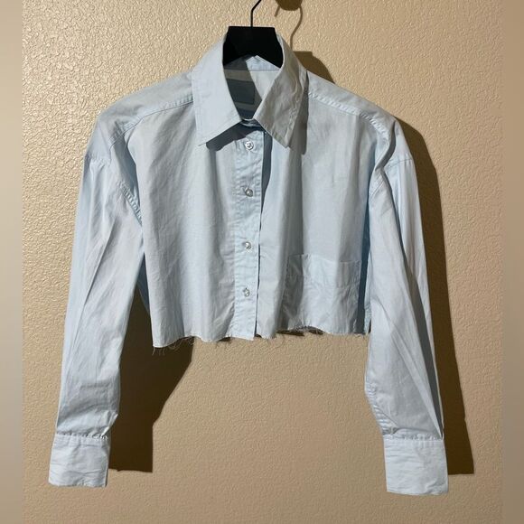 Daily Drills Tops - Daily Drills Light Blue Cropped Blouse